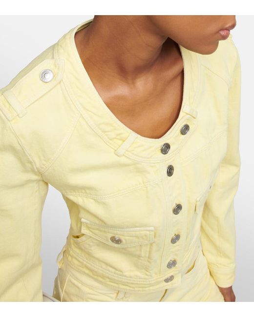 Isabel Marant Yellow Valene Cropped Denim Jacket