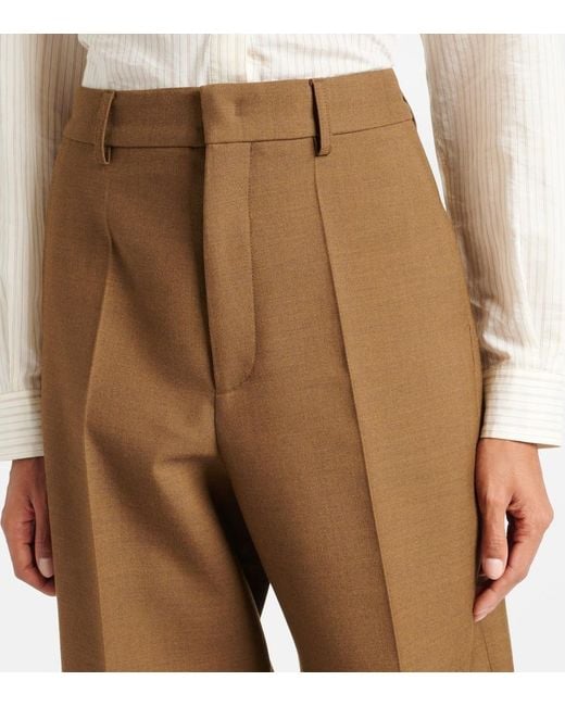 Tod's Brown High-Rise Wool Twill Wide-Leg Pants