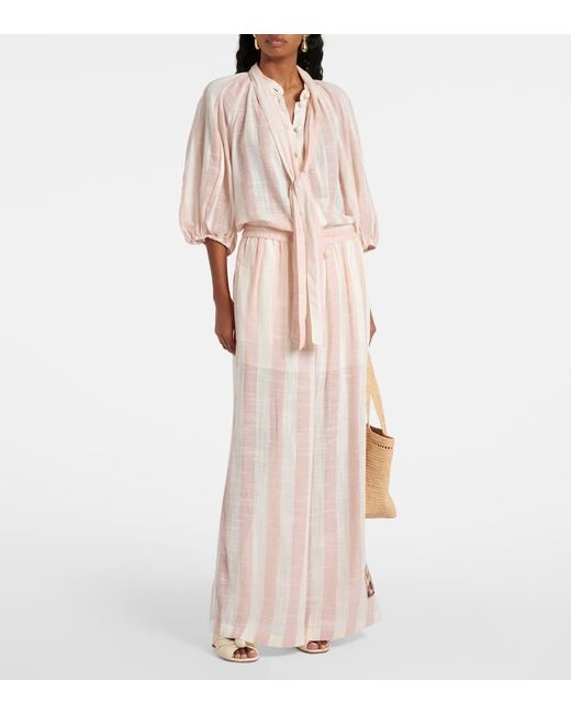 Blusa Acacia Con Lazada A Rayas Zimmermann de color Natural