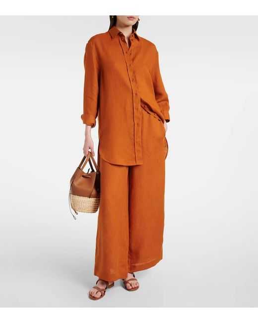 Pantalones Anchos Select De Lino Eres de color Brown