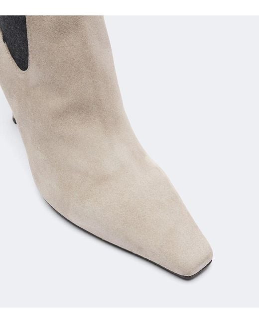 Brunello Cucinelli White Monili Suede Chelsea Boots