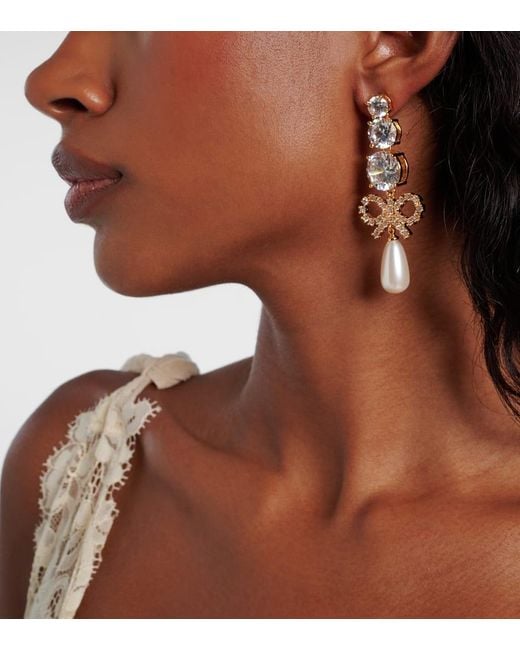 Self-Portrait Metallic Embellished Drop Earrings