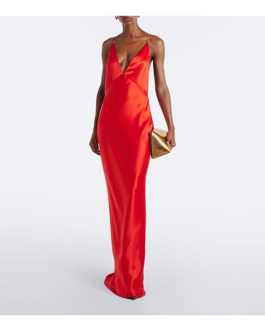 retroféte Red Arianell Embellished Satin Gown