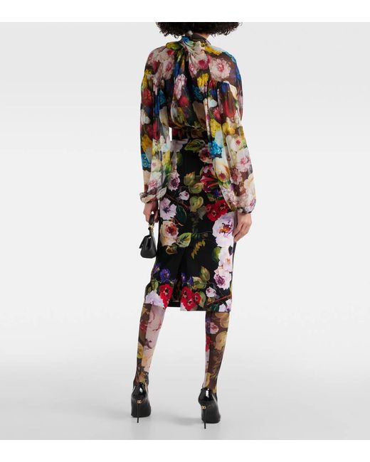 Collants En Tulle A Fleurs Dolce & Gabbana en coloris Metallic