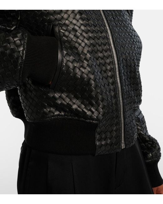 Bottega Veneta Black Intrecciato Leather Jacket