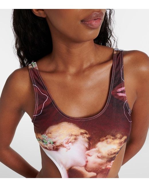 Vivienne Westwood Pink The Kiss Printed Cutout Swimsuit