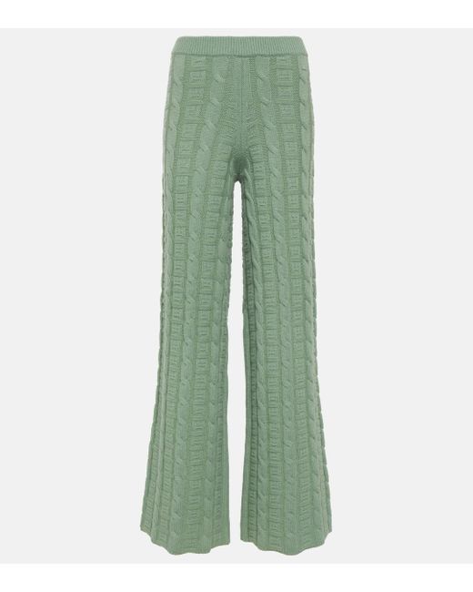Acne Green Kong Cable-knit Wool-blend Straight Pants