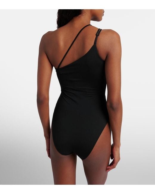 Max Mara Black Cappa One-Shoulder Swimsuit