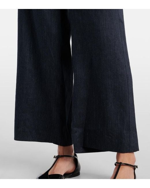 Max Mara Blue Max Mara Aris Linen-Blend Straight Pants