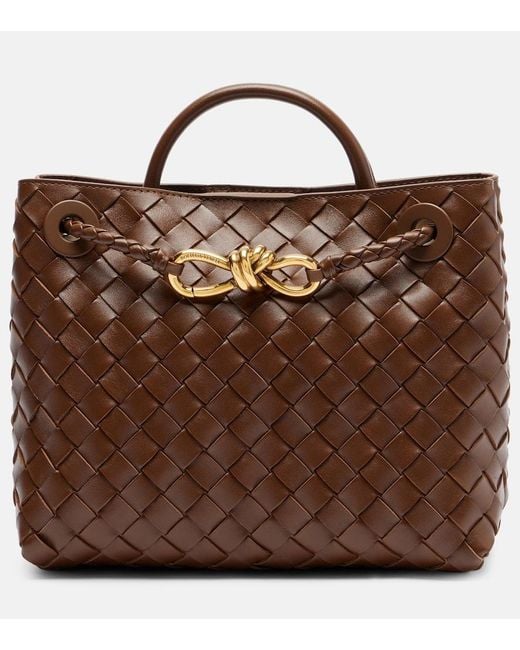 Bottega Veneta Brown Andiamo Intrecciato Small Leather Tote Bag