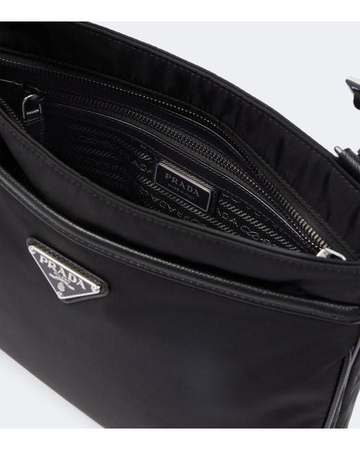 Prada Black Re-Nylon Leather-Trimmed Shoulder Bag