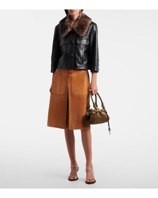 Chloé Brown Suede Midi Skirt