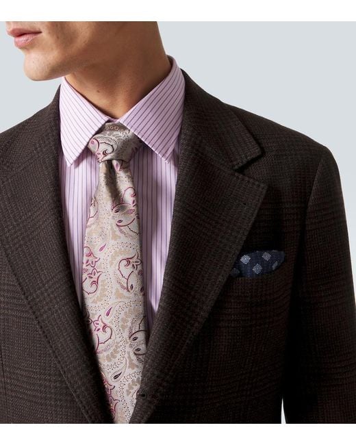 Charvet Gray Paisley Silk Jacquard Tie for men