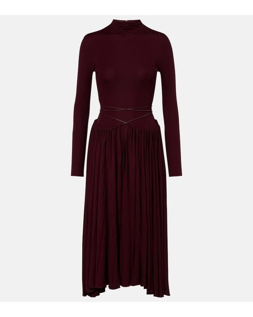 Alaïa Purple Gathered Midi Dress