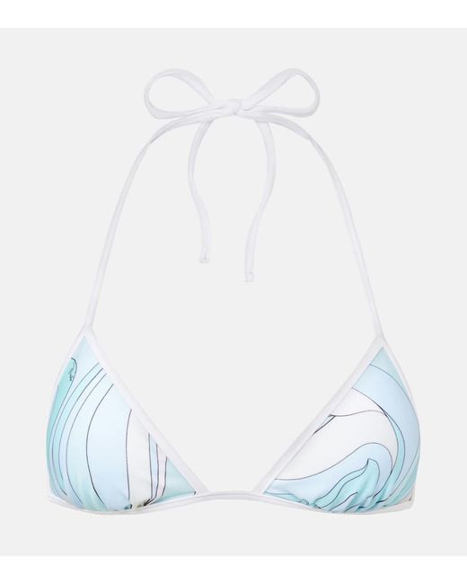 Emilio Pucci White Marmo Bikini Top