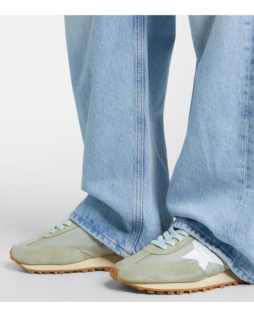Golden Goose Deluxe Brand White Running Marathon Suede-Trimmed Sneakers