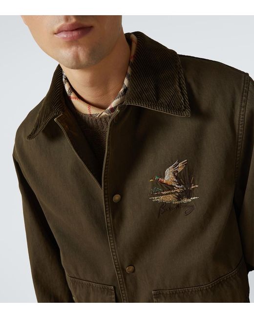 Burberry Green Corduroy-Trimmed Cotton Twill Field Jacket for men