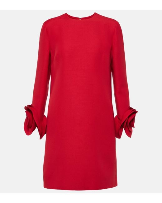 Robe en Crepe Couture a fleurs Valentino en coloris Red