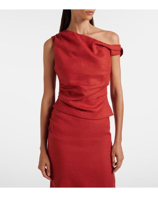 Sir Red Asymmetric Linen Top