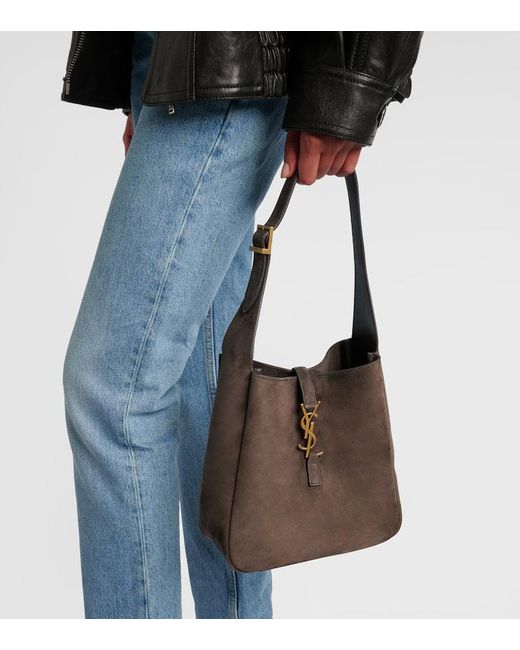 Saint Laurent Black Le 5 A 7 Supple Small Suede Shoulder Bag