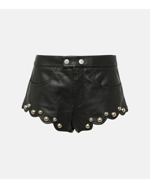 Isabel Marant Black Alana Leather Shorts