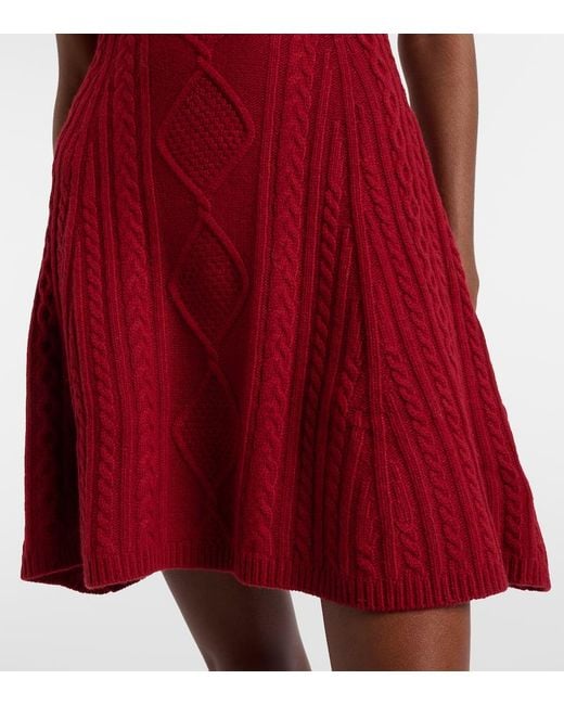 Staud Red Charade Cable-Knit Wool-Blend Minidress