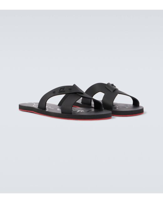 Christian Louboutin Brown Loubi Cross Rubber Slides for men