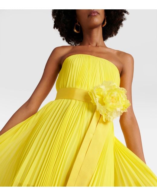 Max Mara Yellow Elegante Hiltex Chiffon Maxi Dress