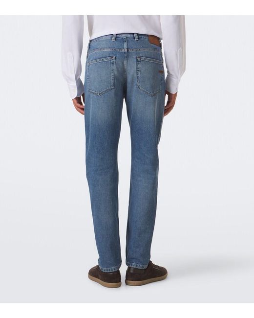 Zegna Blue Mid-Rise Slim Jeans for men