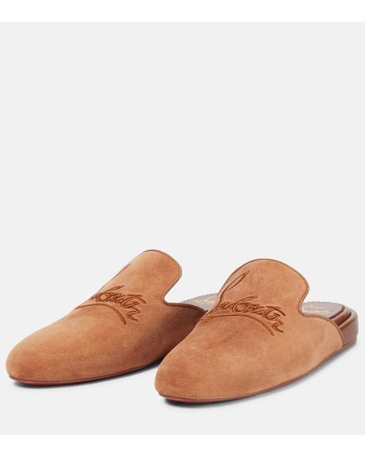 Christian Louboutin Brown Coolito Donna Suede Slippers