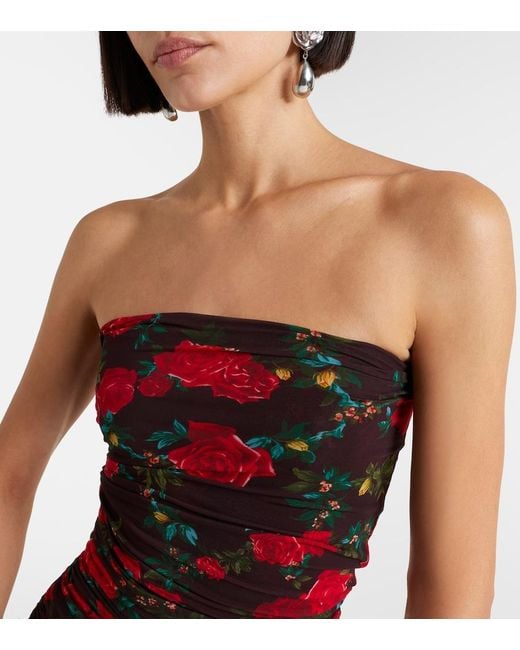 Magda Butrym Red Floral Ruched Gown