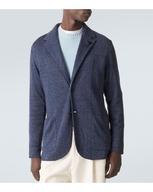 Lardini Blue Linen And Silk Blazer for men