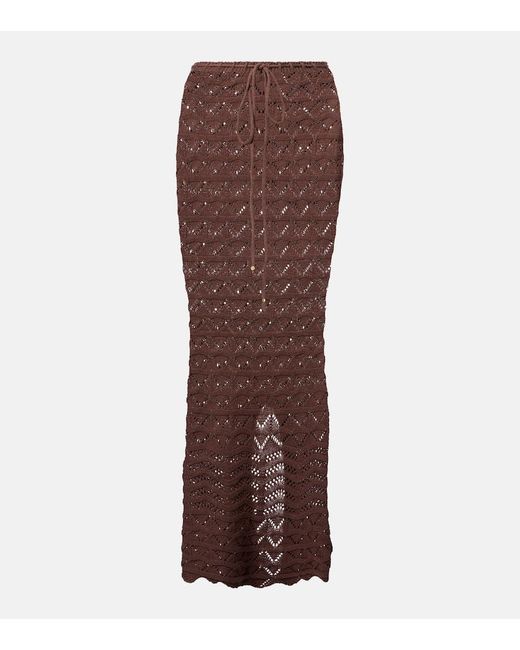 Falda Larga Helena En Mezcla De Algodon Bananhot de color Brown