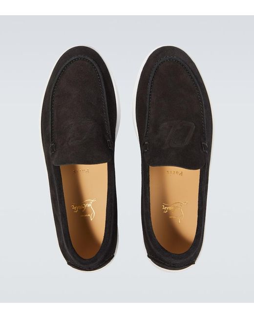 Christian Louboutin Slip-Ons Varsiboat Aus Veloursleder in Black für Herren