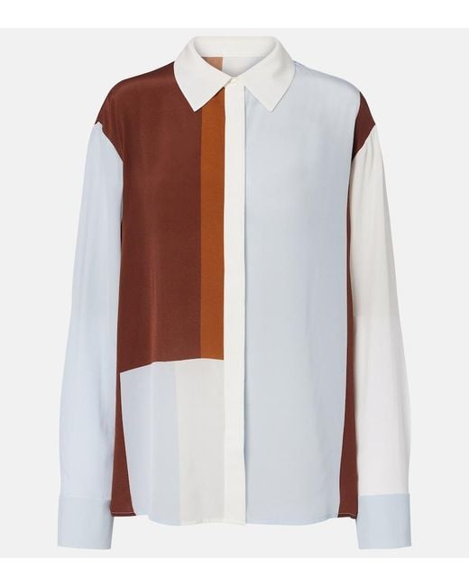 Sir Brown Marais Colorblocked Silk Shirt