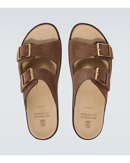 Brunello Cucinelli Brown Suede Sandals for men