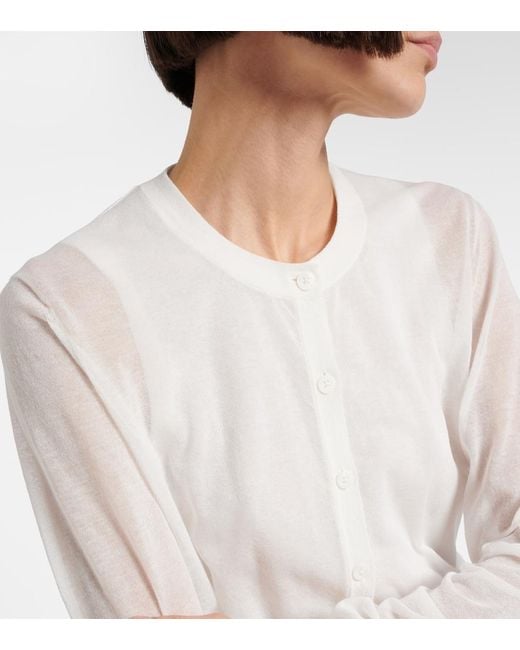 Dorothee Schumacher White Summer Semi-Sheer Cotton-Blend Cardigan