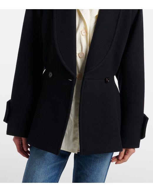Chloé Black Peplum Wool-Blend Coat