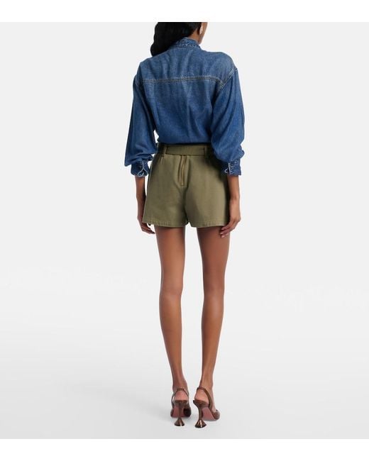 Self-Portrait Green Belted Cotton Twill Skort