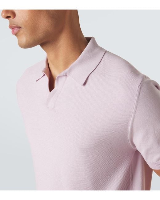 Canali Pink Cotton And Silk Polo Shirt for men