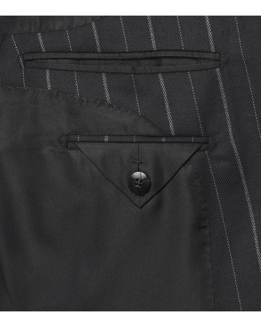 Tom Ford Black Striped Wool Blazer for men