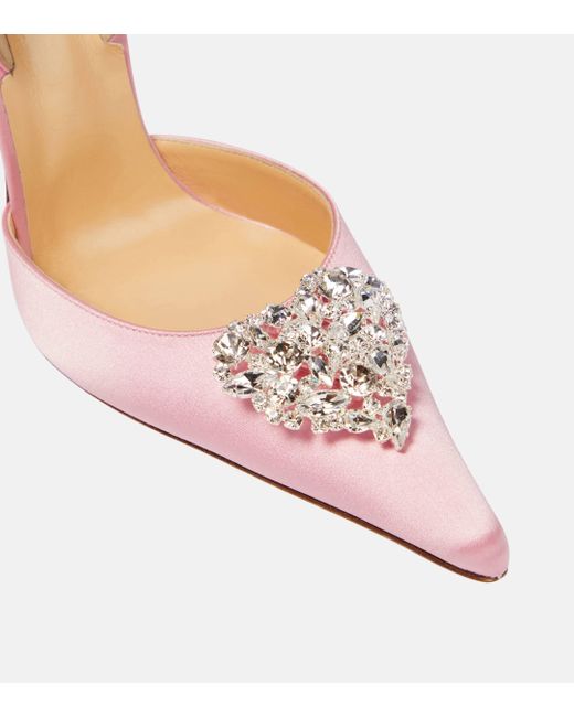 Magda Butrym Pink Crystal-embellished Satin Slingback Pumps