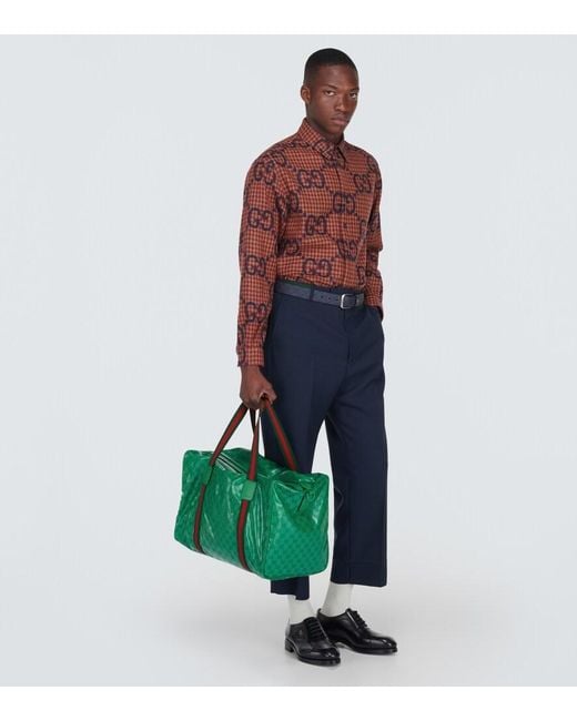 Gucci GG Large Crystal Canvas Duffel Bag in Green for Men Lyst