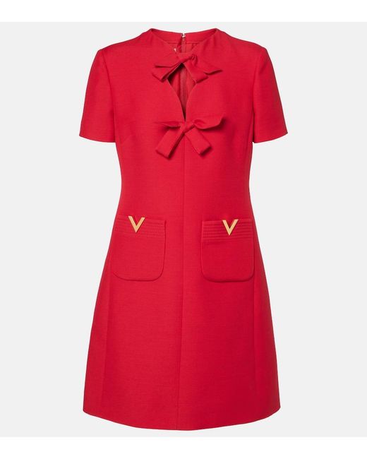 Valentino Red Crepe Couture Bow-Detail Minidress