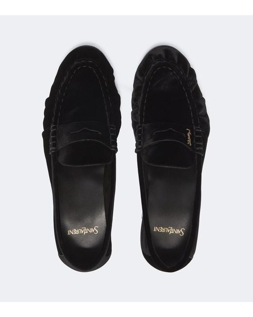 Saint Laurent Black Le Loafer Velvet Penny Loafers for men