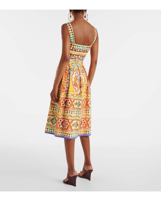 Vestido Midi De Algodon Estampado Etro de color White