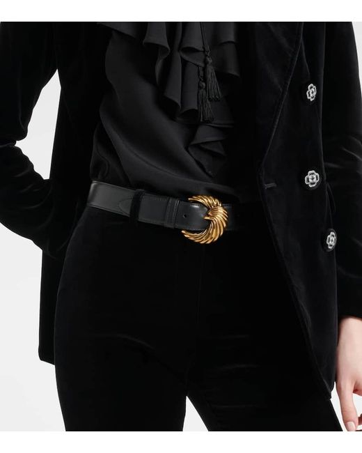 Cinturon de piel con estampado paisley Etro de color Black