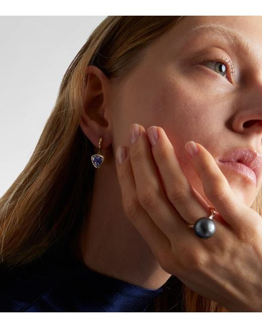 Octavia Elizabeth White Hidden Gems 18Kt Hoop Earrings With Tanzanite
