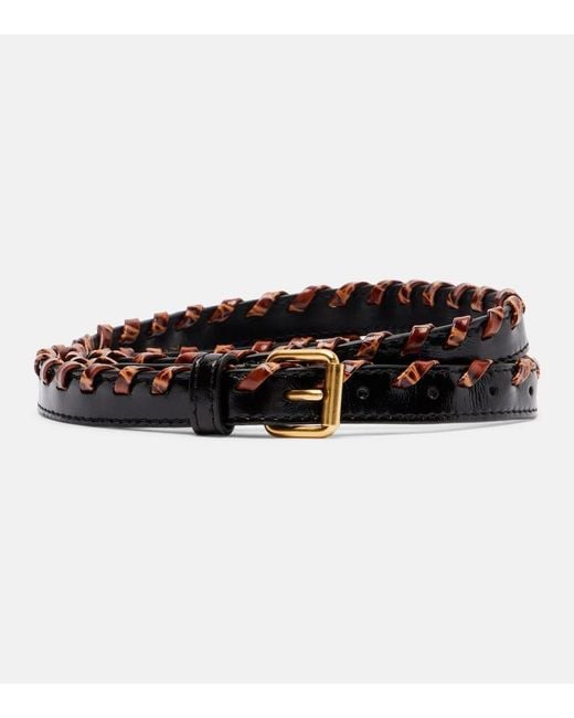 Dries Van Noten Black Braided Leather Belt