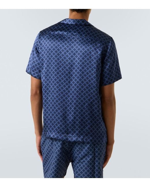 Frescobol Carioca Blue Roberto Silk Bowling Shirt for men